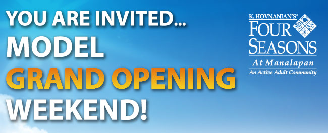 You Are Invited...Model Grand Opening Weekend. Saturday April 17th & Sunday April 18th
   
A Taste of the Four Seasons
BBQ and Celebration!
Sunday, April 18th
Noon - 4pm Rain or Shine!